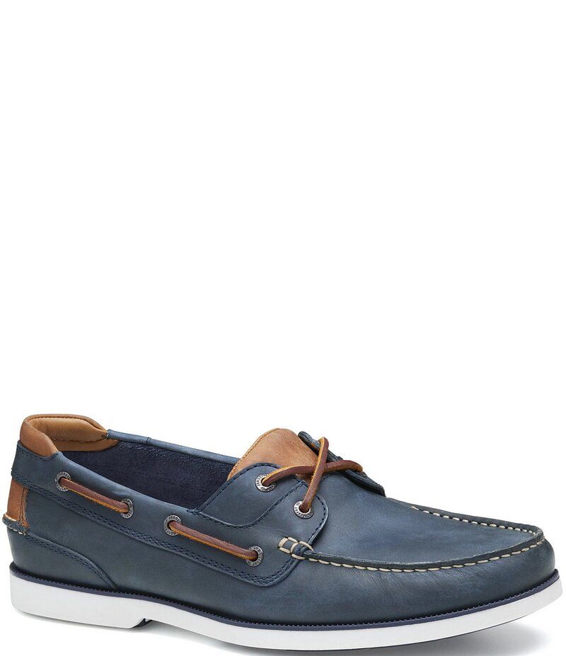ジョンストンアンドマーフィー メンズ シューズ スリッポン・ローファー レザー Johnston Murphy Mens Ventura Leather 2Eye Boat Shoes Navy ネイ