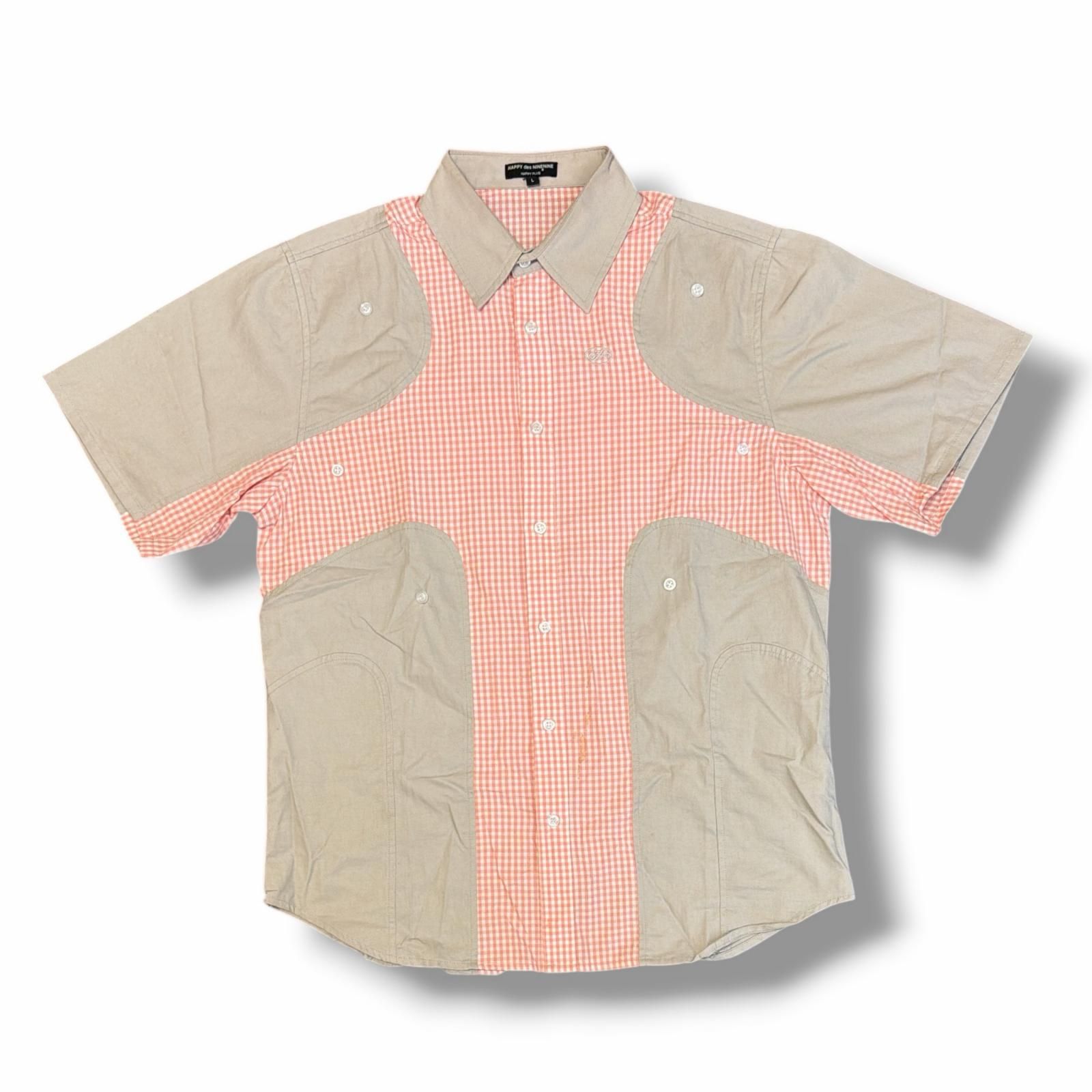 Happy99 Angel99 Button Up T-Shirt ボタンシャツ 半袖シャツ ハッピーナインティナイン ピンク L （8304M）