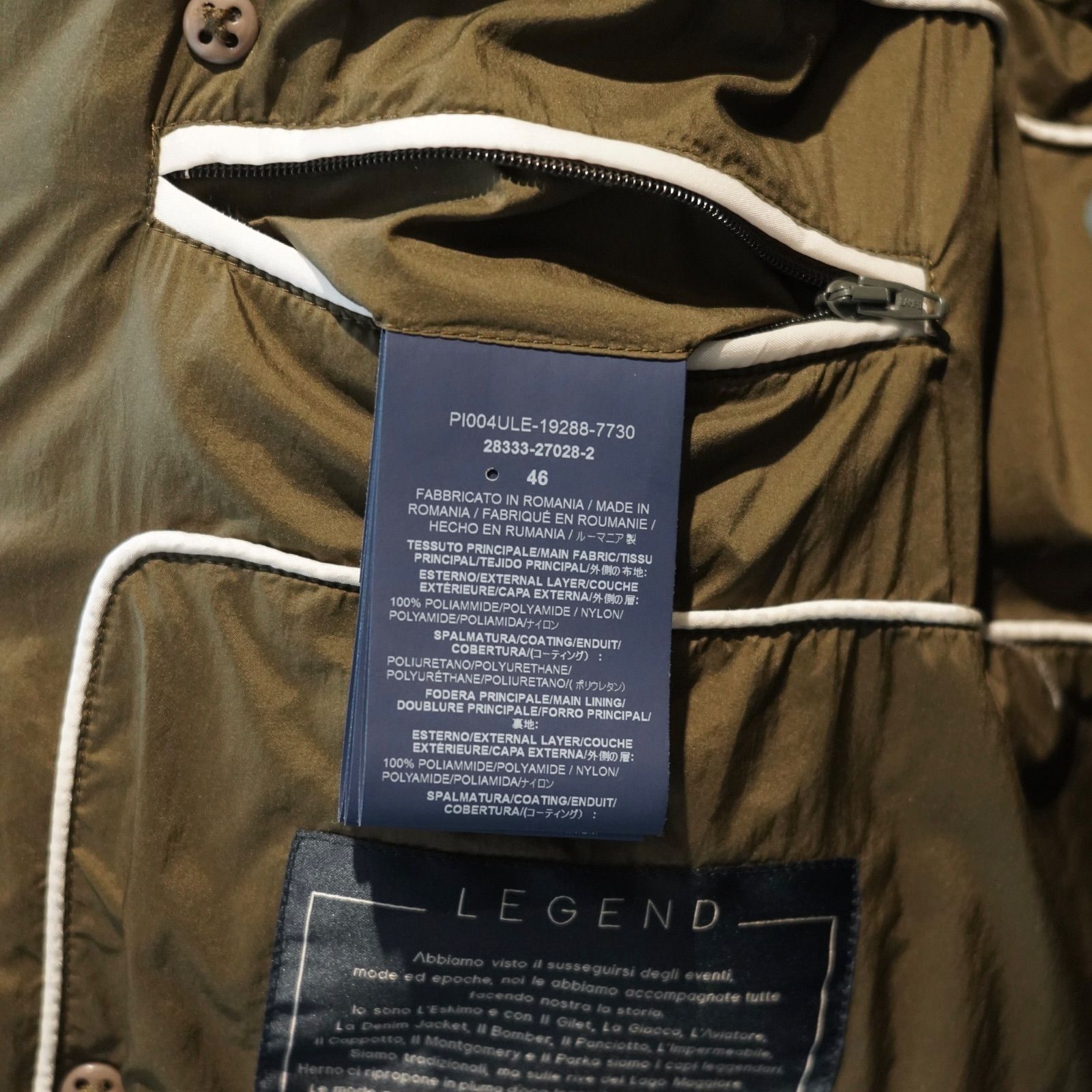 HERNO LEGEND N-3B型ダウンジャケット ミドル丈 フード付き ミリタリー 