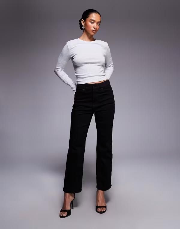 グッドアメリカン レディース ボトムス デニムパンツ プチ ジーンズ Good American Petite never fadestraight jeans black ブラック