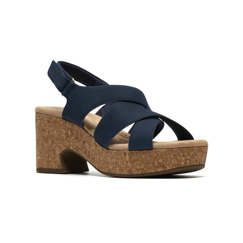 クラークス レディース シューズ サンダル Clarks Nerisa Grace Womens Wedge Sandals Navy Nubuck ネイビー