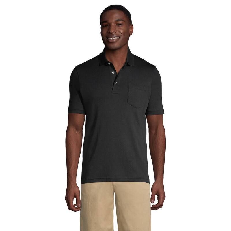 ランズエンド メンズ トップス Tシャツ ポロシャツ トール Big Tallands End Super Soft ClassicFit Supima Pocket Polo Black ブラック