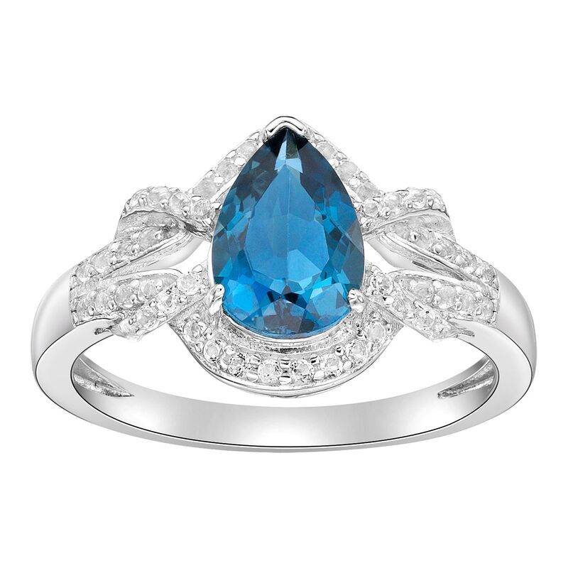 Gemminded レディース アクセサリー リング Gemminded Sterling Silver London Blue Topaz White Topaz Halo Ring Sterlin