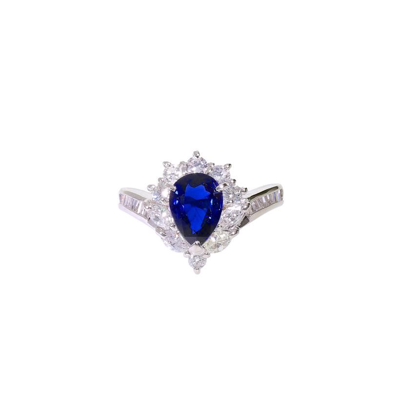 Pt900 サファイヤダイヤリング１．５９/Ｄ１．００ｃｔ Aランク 59