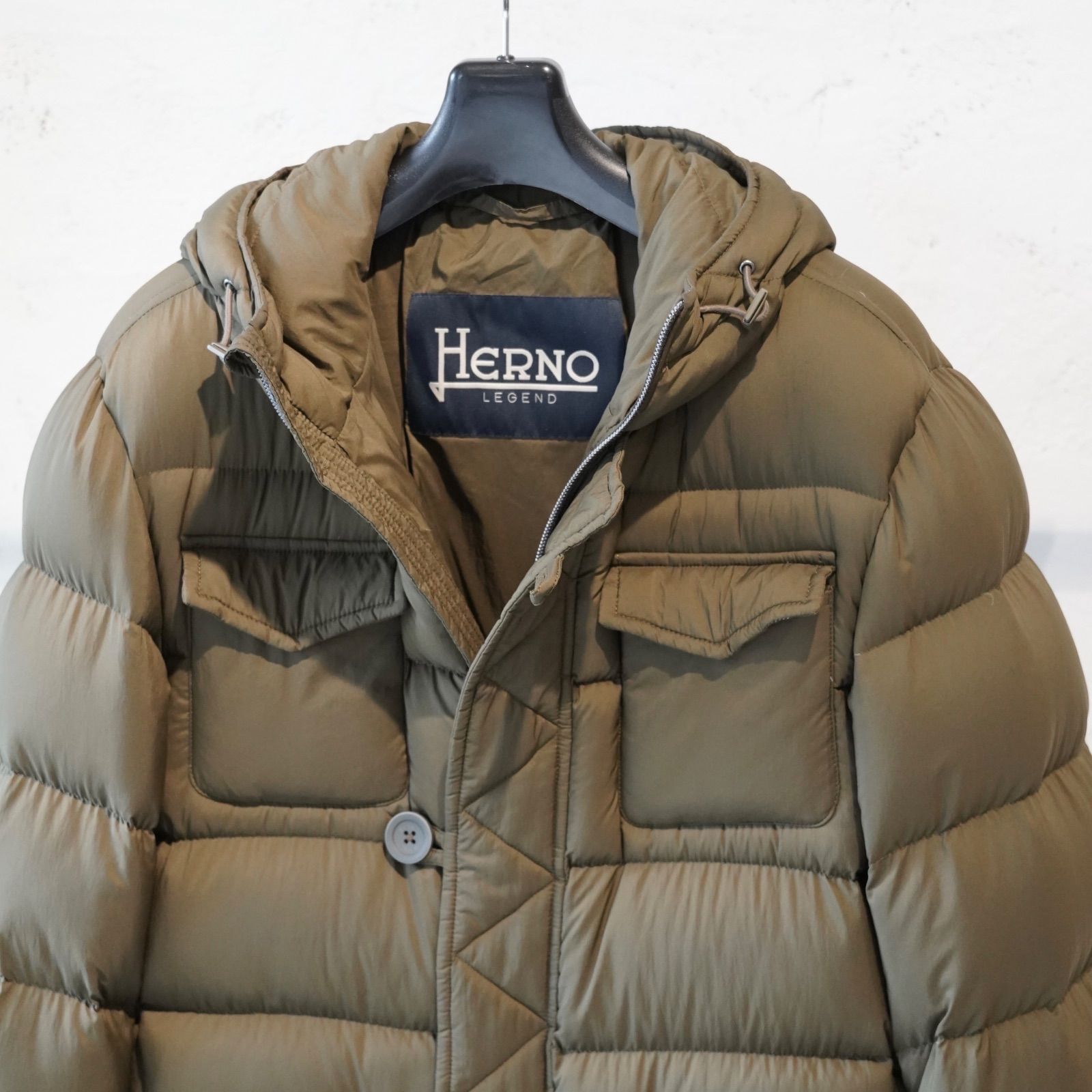 HERNO LEGEND N-3B型ダウンジャケット ミドル丈 フード付き ミリタリー 