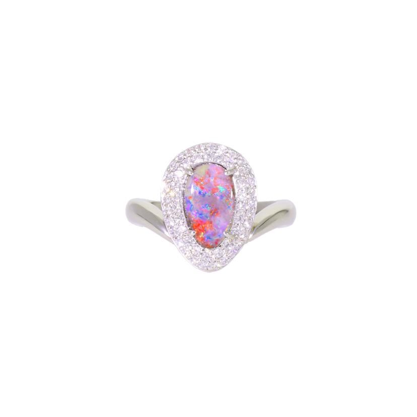 Pt959ボルダーオパールダイヤリング1．17/D0．37ct Aランク 59