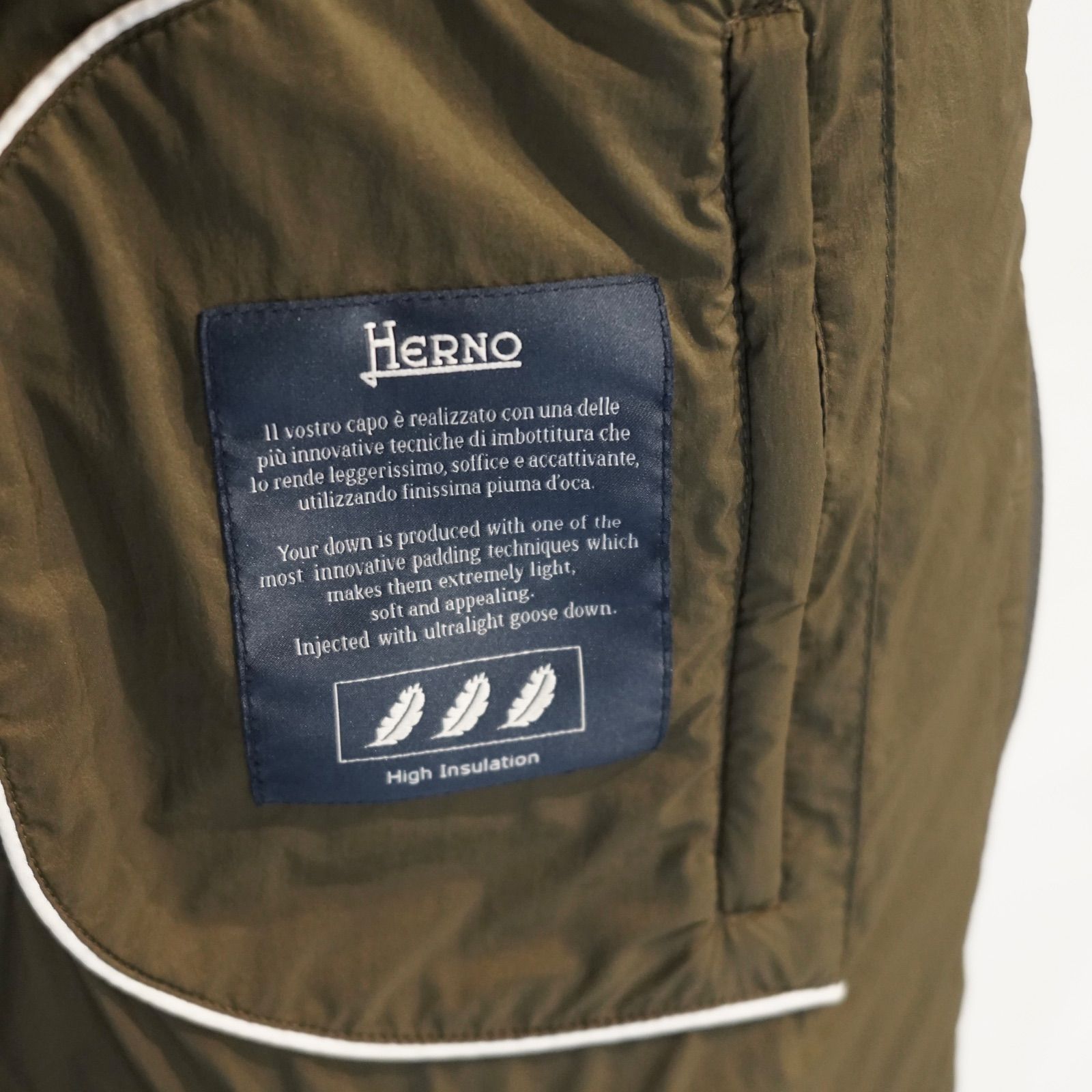 HERNO LEGEND N-3B型ダウンジャケット ミドル丈 フード付き ミリタリー 