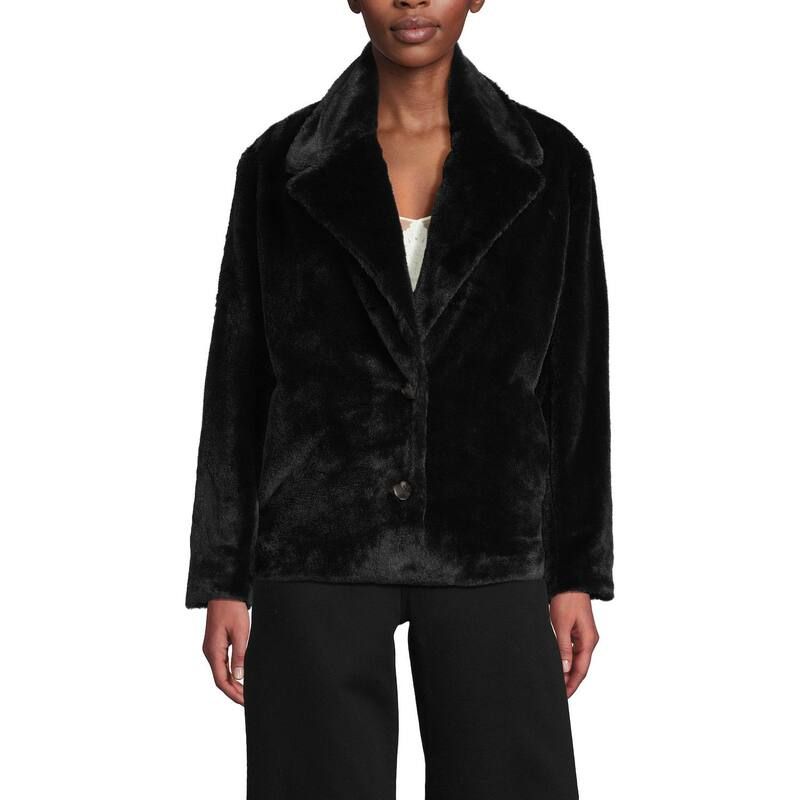 ランズエンド レディース アウター ジャケット・ブルゾン Womens Lands End Faux Fur Jacket Black ブラック
