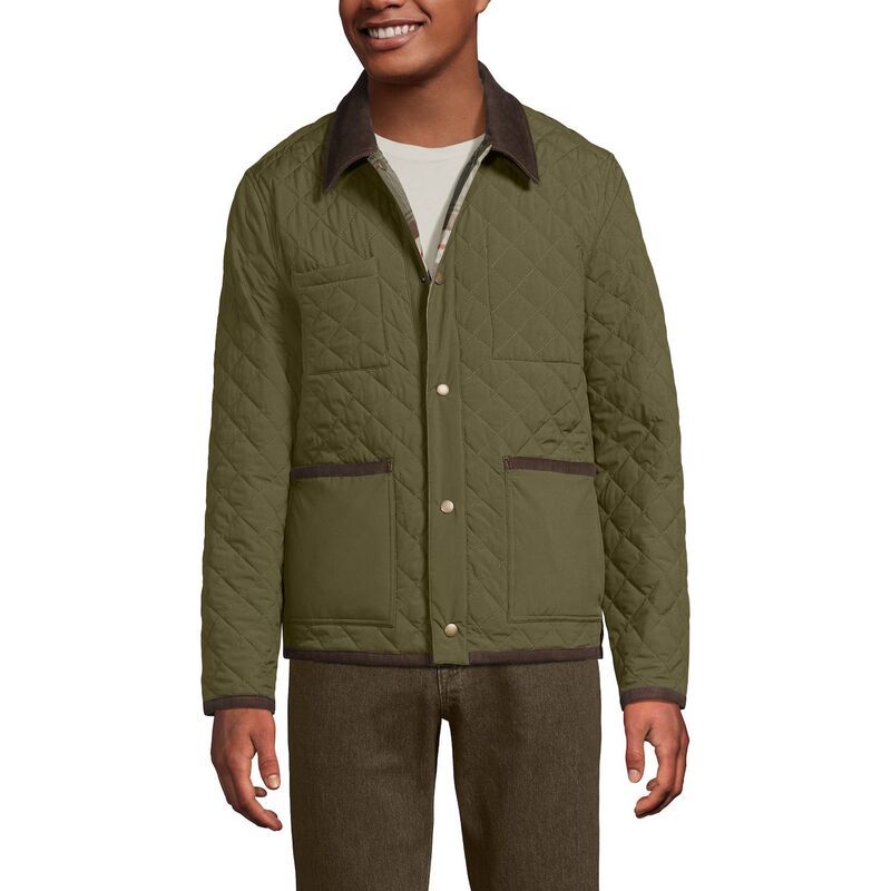 ランズエンド メンズ アウター ジャケット・ブルゾン Mens Lands End Insulated Reversible Barn Jacket Stone Olive Plaid オリーブ