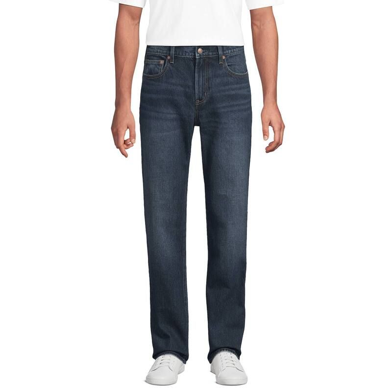 ランズエンド メンズ ボトムス デニムパンツ ジーンズ Mens Lands End Stretch Classic Fit Jeans Dark Pacific Wash