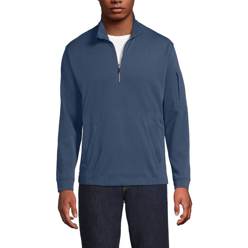 ランズエンド メンズ アウター ニット・セーター ハーフジップ トール Big Tallands End Active Performance Quarter Zip Sweater Nightfal
