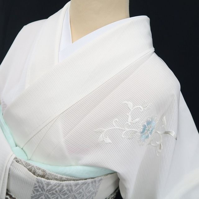 新品・夏訪問着】絽 総刺繍 唐花 夏着物 正絹 仕付け糸付 トールサイズ 