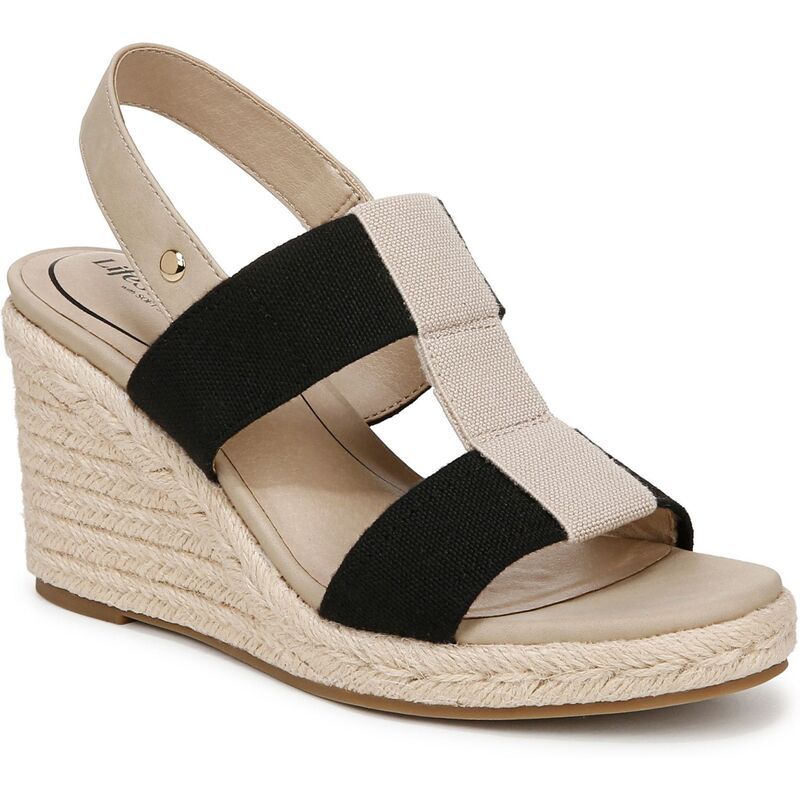 ライフストライド レディース シューズ サンダル トール LifeStride Tallulah Womens Espadrille Wedge Sandals Black Cream クリーム