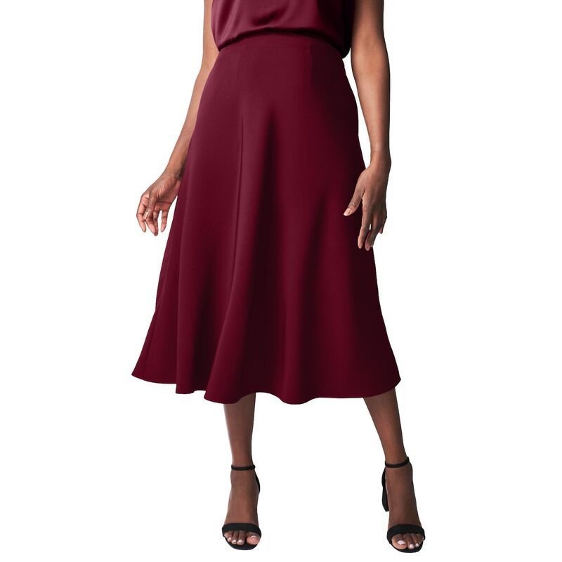 ジェシカロンドン レディース ボトムスカート プラスサイズ Jessica London Womens Plusize BiStretch Swing Skirt Merlot