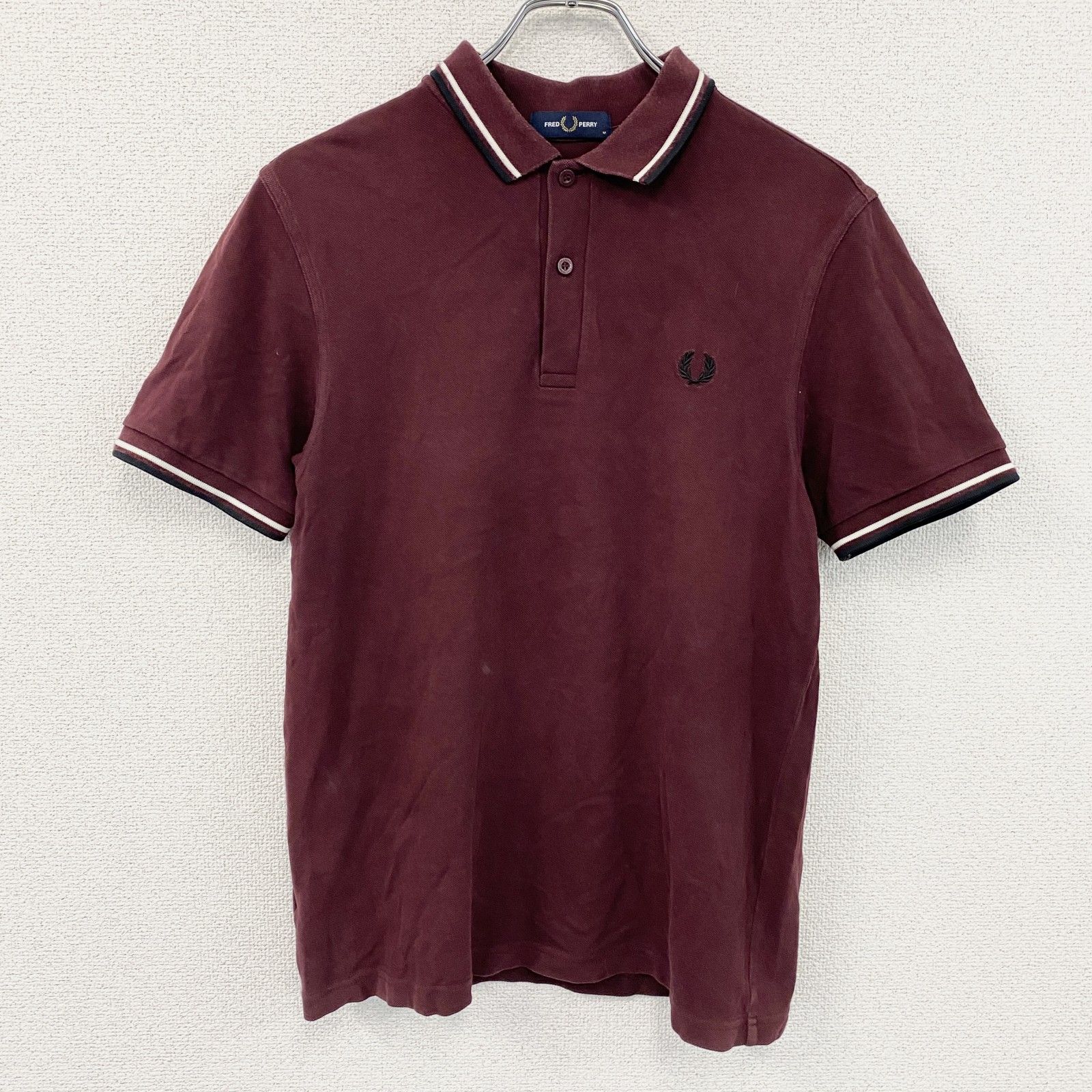 FRED PERRY フレッドペリー 半袖ポロシャツ ボルドー Mサイズ 古着 