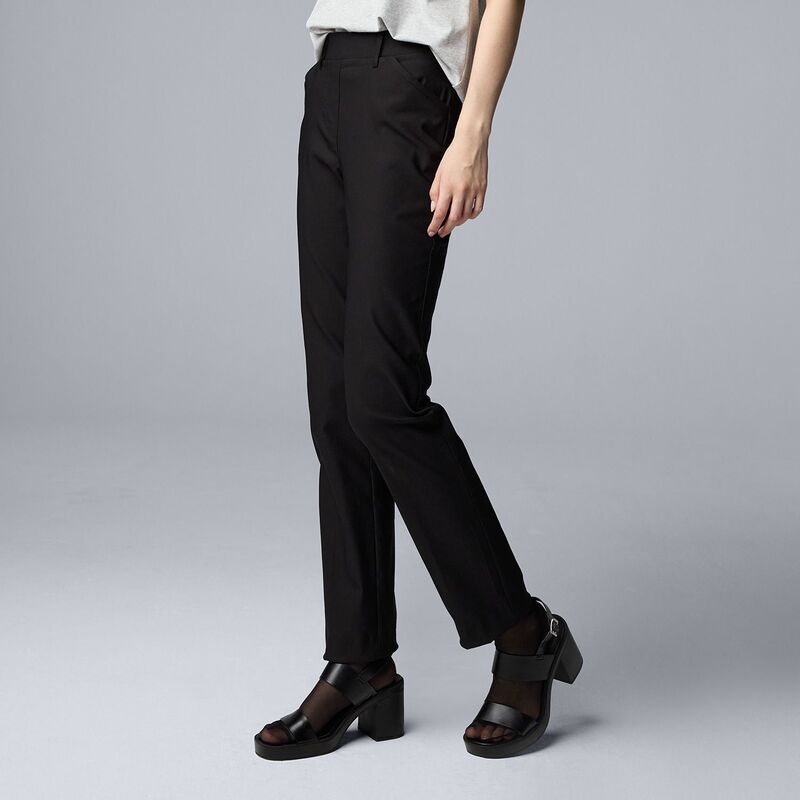 ヴェラウォン レディース ボトムス カジュアルパンツ Womensimply Vera Wang Polished Twill Slim Straight Pants Black ブラック