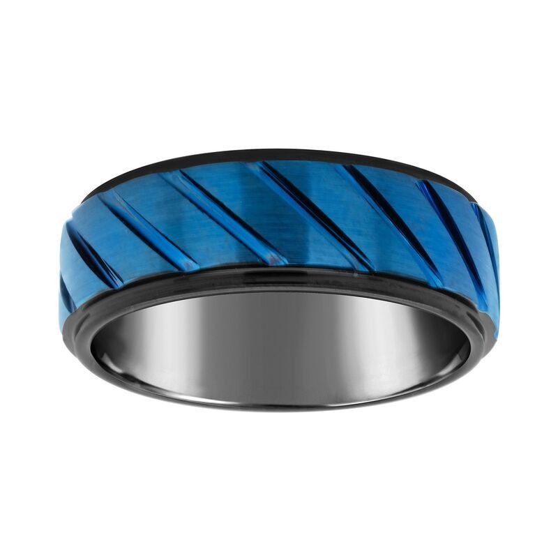 【送料無料】 アンブランデッド メンズ リング アクセサリー Mens Unbranded Black And Blue Plated Tungsten Wedding Band 8mm Blue