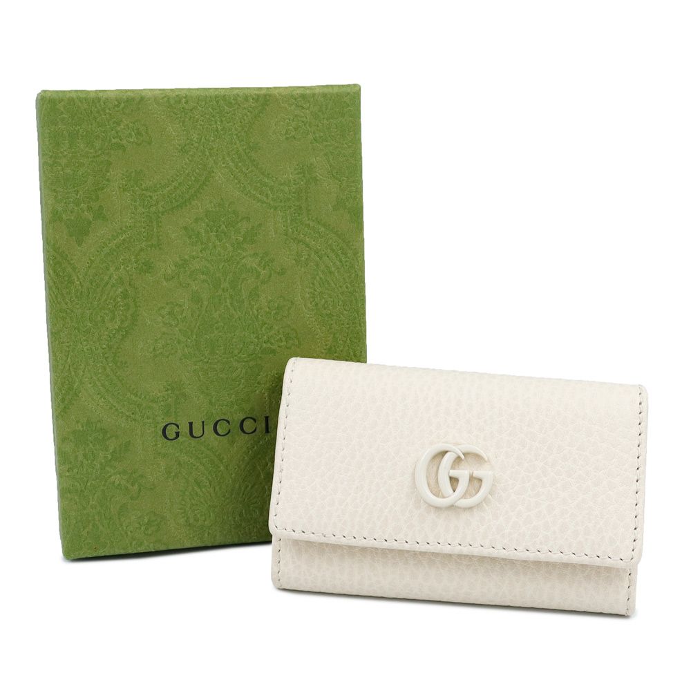 GUCCI キーケース 6連 GGマーモント GGスプリーム ホワイト グッチ 456118 GGマーモント ダブルG 6連 カーフスキン ホワイト キー