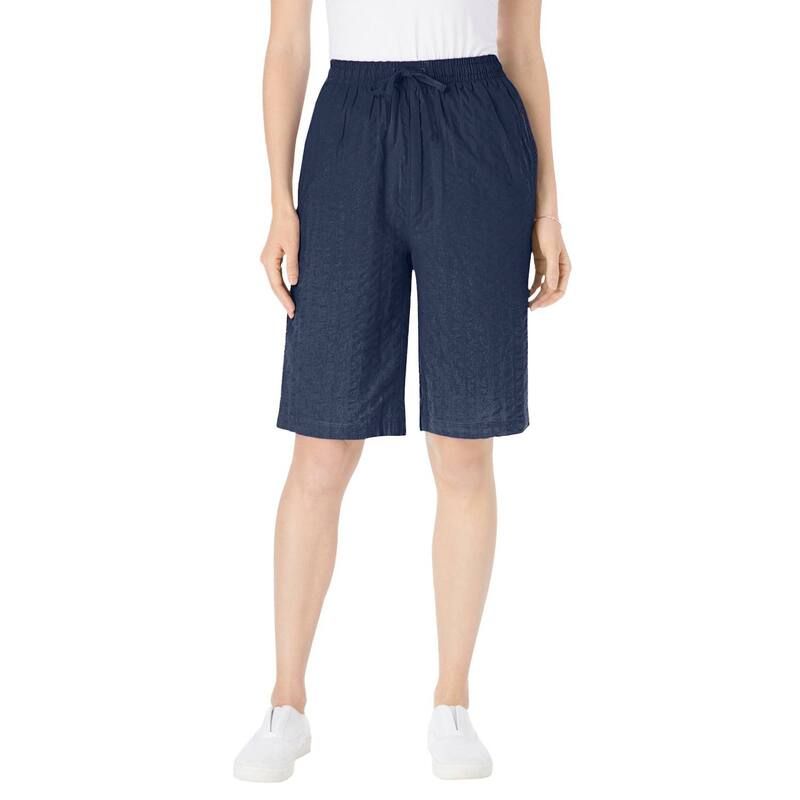 ウーマン ウィズイン レディース ボトムス ハーフパンツ・ショーツ プラスサイズ Woman Within Womens Plusize Seersucker Short Navy Gingham ネ