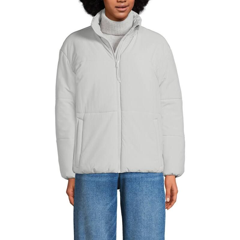 ランズエンド レディース アウター ジャケット・ブルゾン モックネック Womens Lands End Insulated Mockneck Commuter Jacket Light Fog