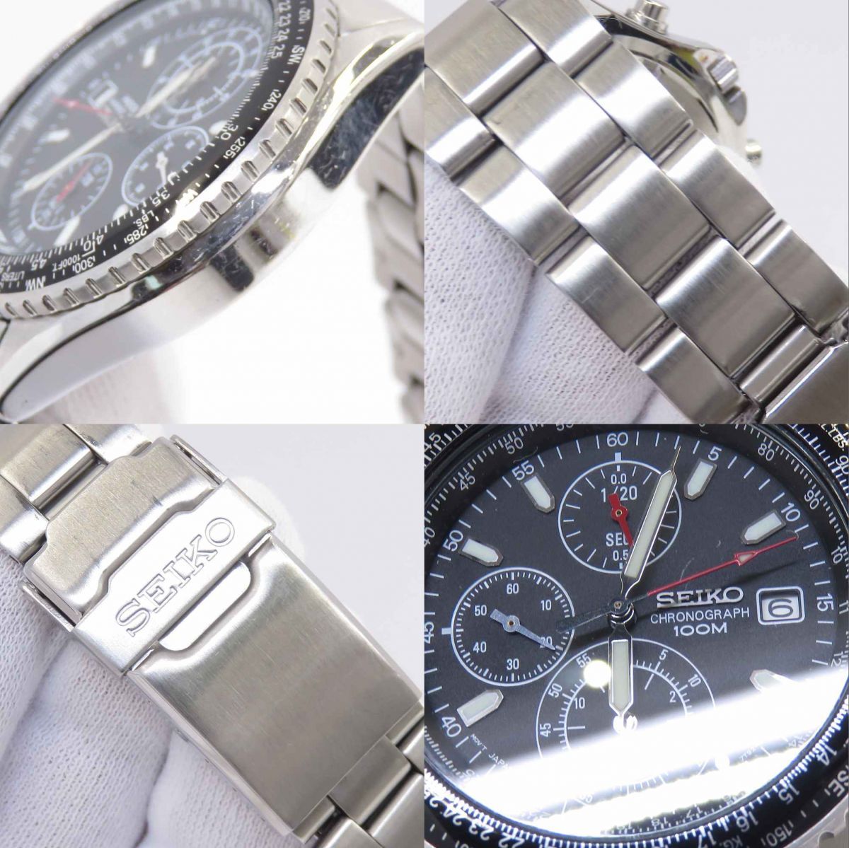 SEIKO セイコー クロノグラフ 100M 7T92-0CF0 クォーツ 腕時計 ※中古 