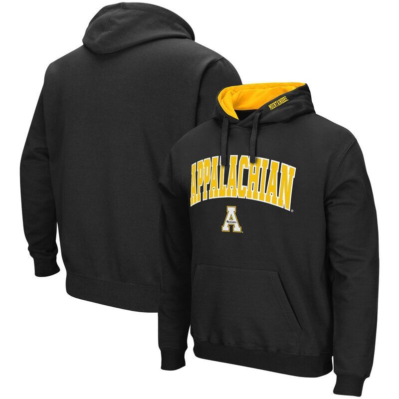 コロシアム メンズ トップス Tシャツ ロゴ パーカー Mens Colosseum Black Appalachian State Mountaineers Arch and Logo Pullov