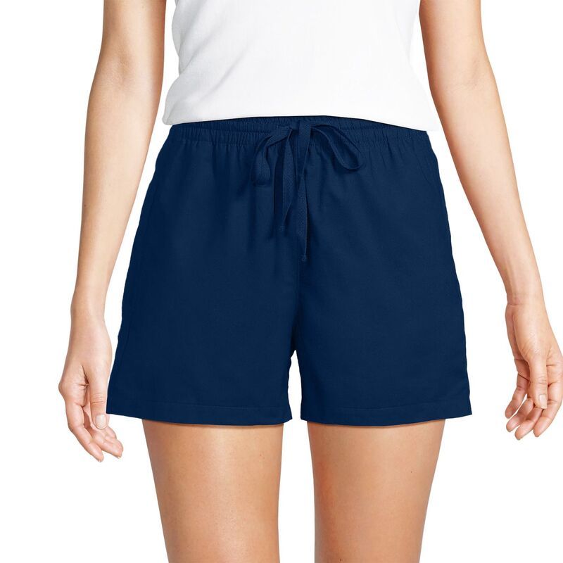 ランズエンド レディース ボトムス ハーフパンツ・ショーツ ショートパンツ Womens 5in Lands End Poplin High Rise Pull On Shorts Deep Sea