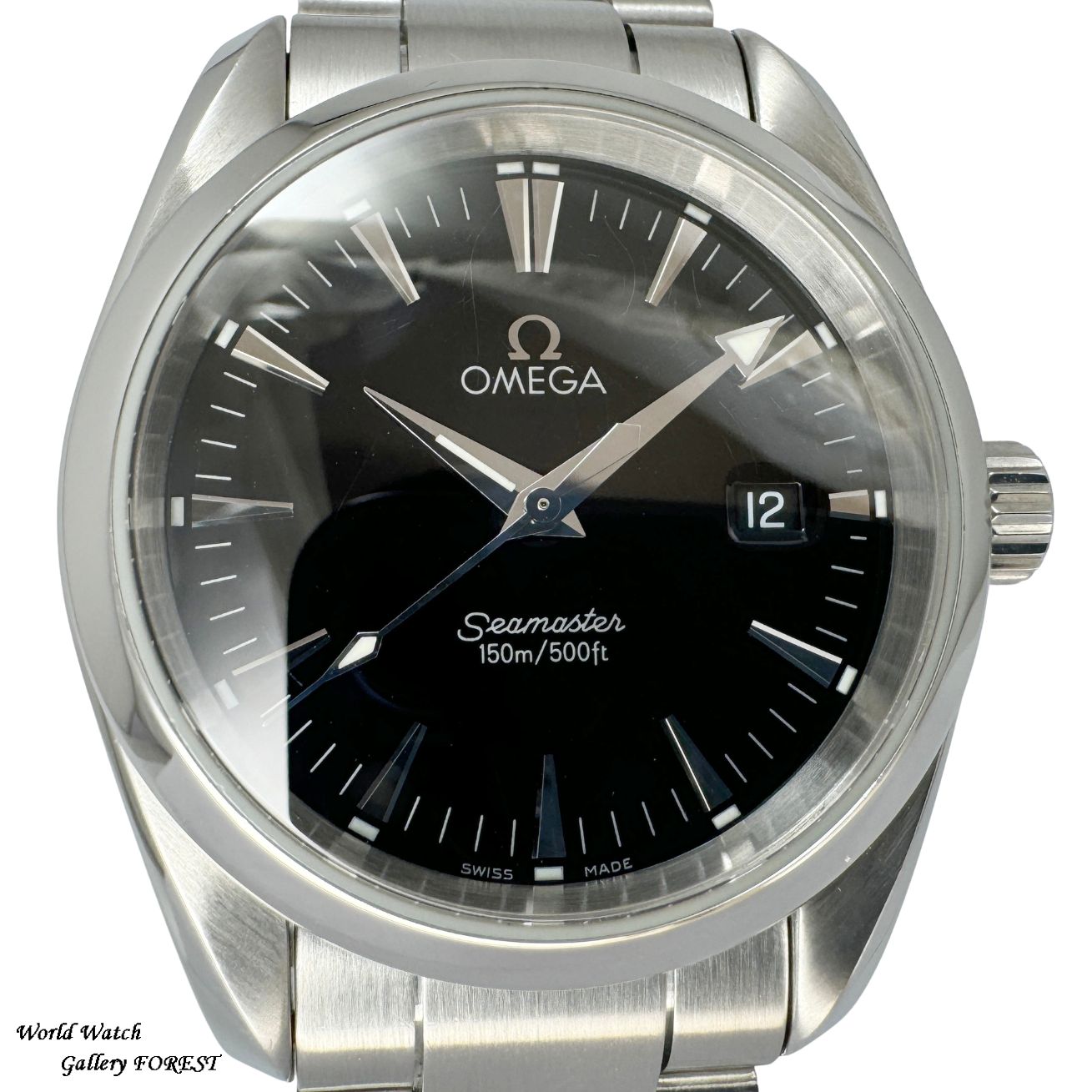 【OMEGA オメガ シーマスター☆アクアテラ 2518.50】中古 メンズ 腕時計 ボーイズ クオーツ 黒文字盤【外装仕上げ☆Sランク】