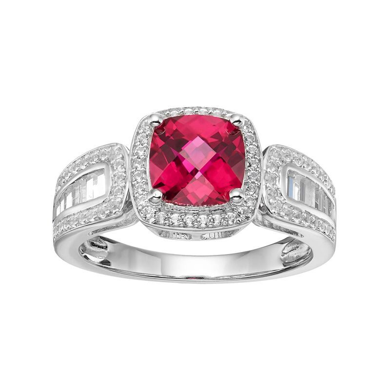 アンブランデッド レディース アクセサリー リング Unbranded Sterling Silver LabCreated Ruby White Sapphire Halo Ring Red レッド