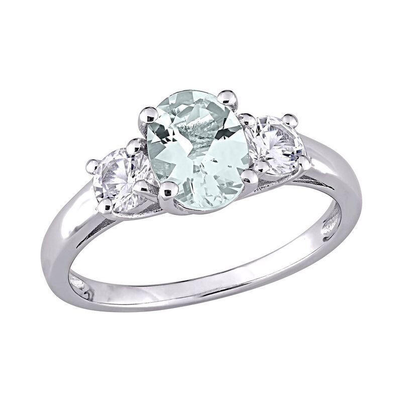 ステラ グレース レディース アクセサリー リング Stella Grace Sterling Silver Aquamarine and LabCreated White Sapphire 3Sto
