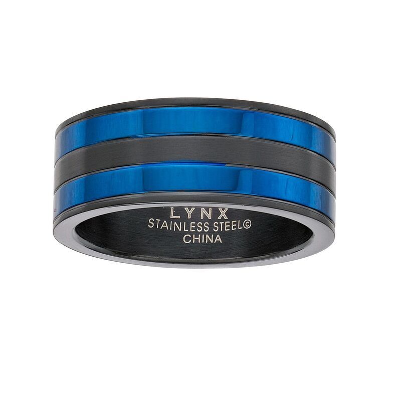 リンクス メンズ アクセサリー リング Tシャツ Mens LYNX Black Blue IonPlated Stainlessteel Ring Two Tone ブラック