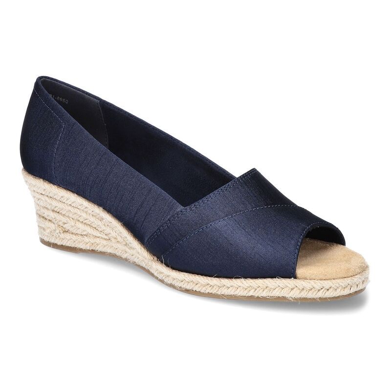 イージーストリート レディース シューズ サンダル Easy Street Jasper Womens Wedge Sandals Navy Thai Silk ネイビー