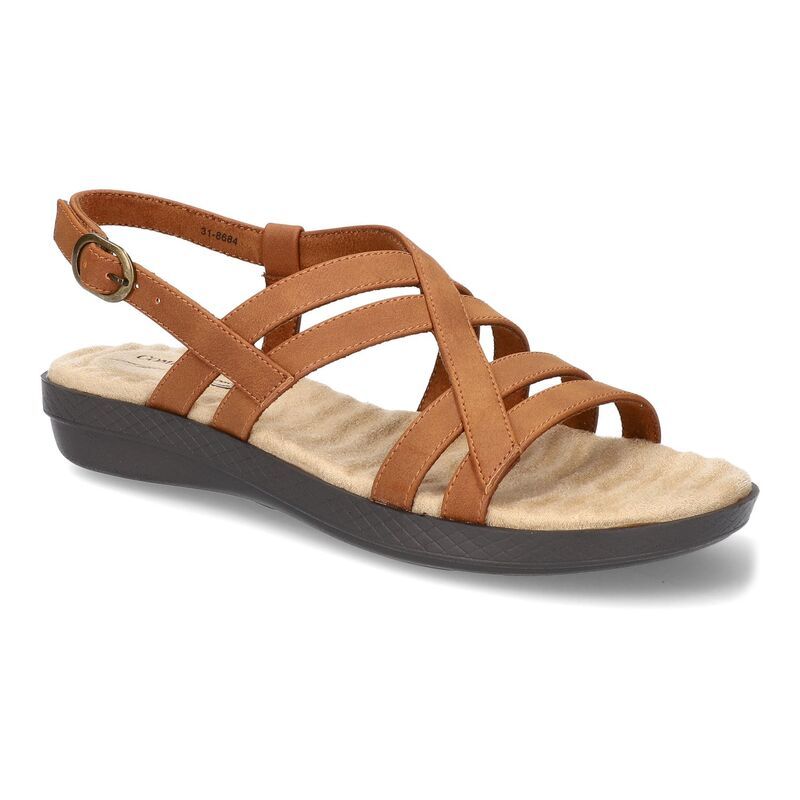 イージーストリート レディース シューズ サンダル Easy Street Lobo Womenstrappy Slingback Sandals Tan タン