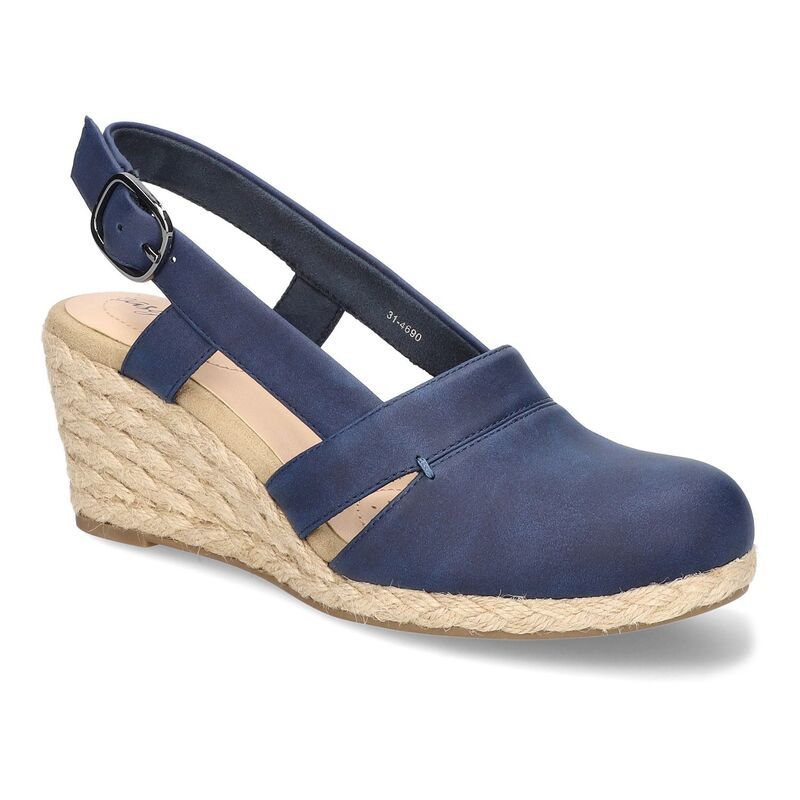 イージーストリート レディース シューズ サンダル Easy Street Stargaze Womens Espadrille Wedge Sandals Navy ネイビー
