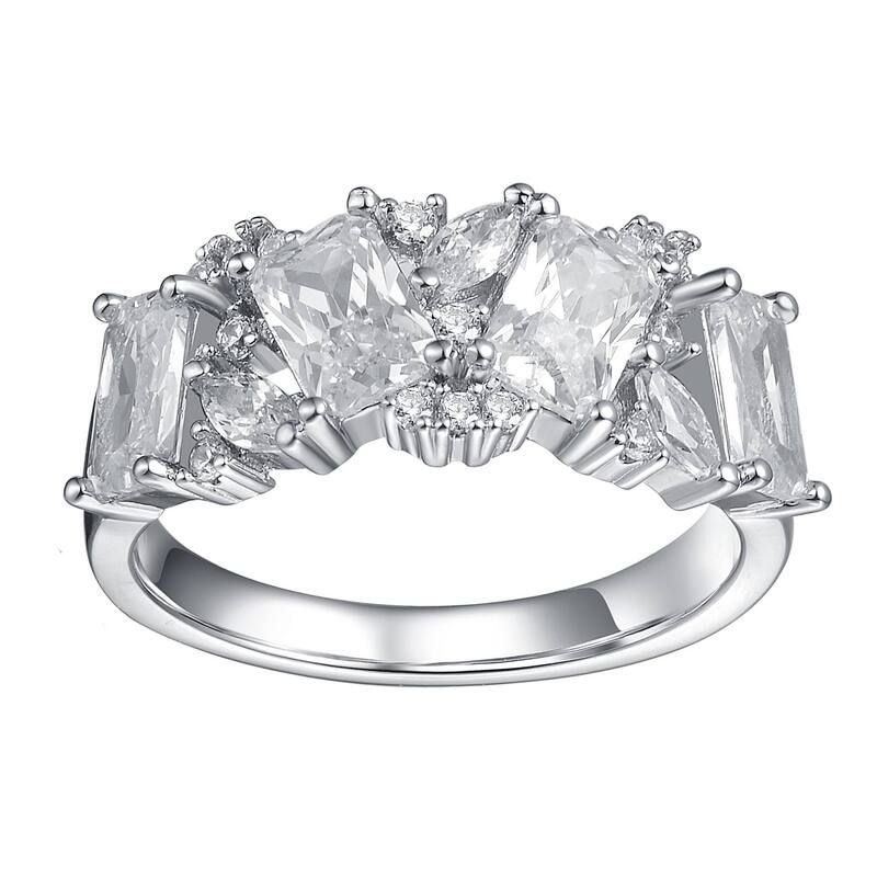 アンブランデッド レディース アクセサリー リング Unbranded Sterling Silver Cubic Zirconia Diamond Accent Radiant Clustering