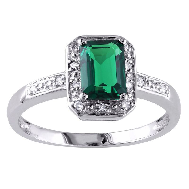 ステラ グレース レディース アクセサリー リング Stella Grace 10k White Gold LabCreated Emerald Diamond Accent Halo Ring 10
