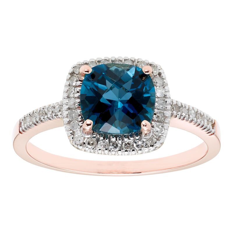 アンブランデッド レディース アクセサリー リング Unbranded London Blue Topaz 10K Gold 15 CaratW Diamond Frame Ring Rose ブルー