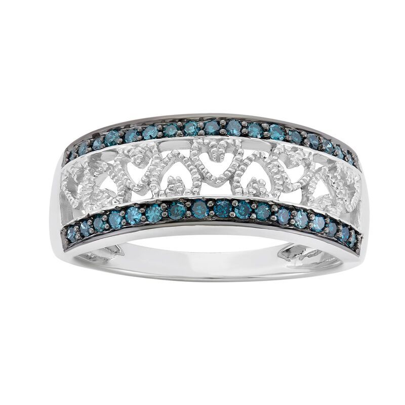 アンブランデッド レディース アクセサリー リング Unbranded 14 CaratW Blue White Diamond Sterling Silver Heart Ring Blue ブルー