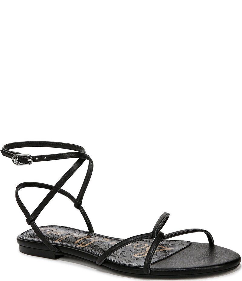 サムエデルマン レディース シューズ サンダル レザー Sam Edelman Ellina Leather Strappy Flat Sandals Black ブラック