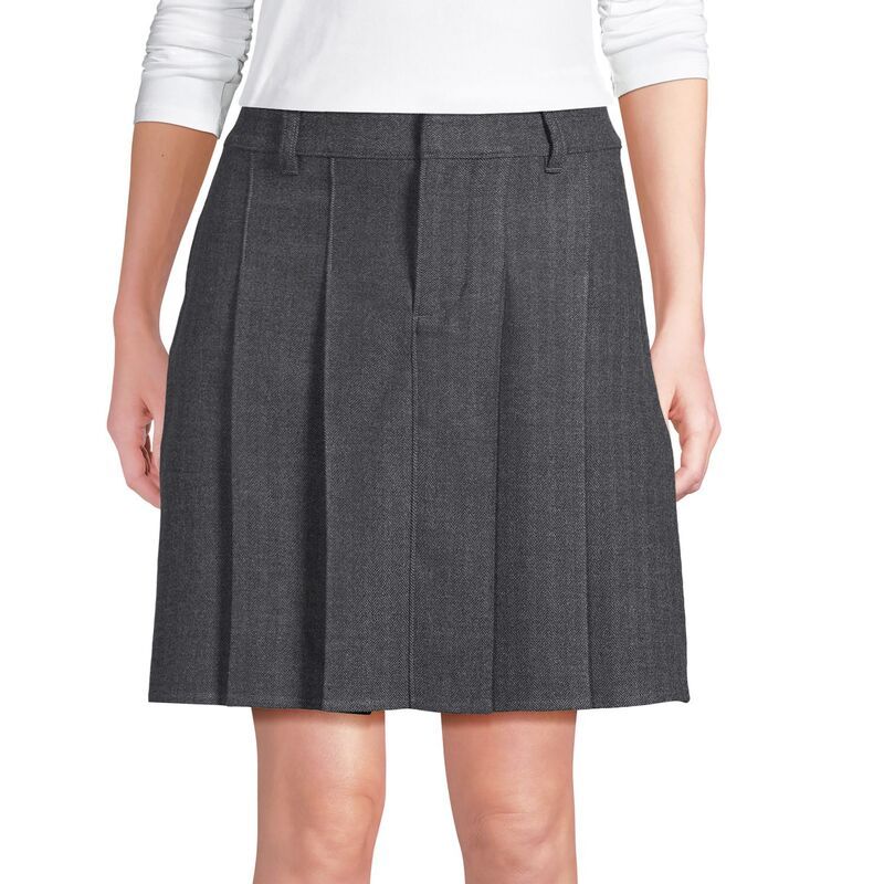 ランズエンド レディース ボトムスカート プリーツ ミニ Women s Lands End Brushed Flannel Pleated Mini Skirt Gray Herringbone グ