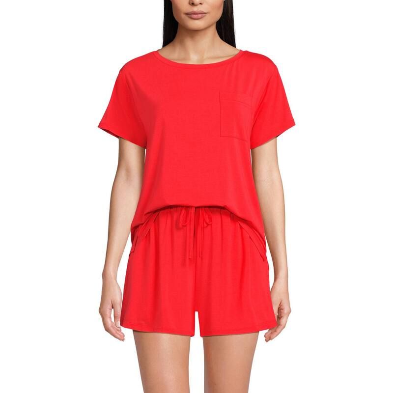 ランズエンド レディース アンダーウェア ナイトウェア ショートパンツ Womens Lands End Cooling Pajama Short Sleeve Top Pajama Shortset