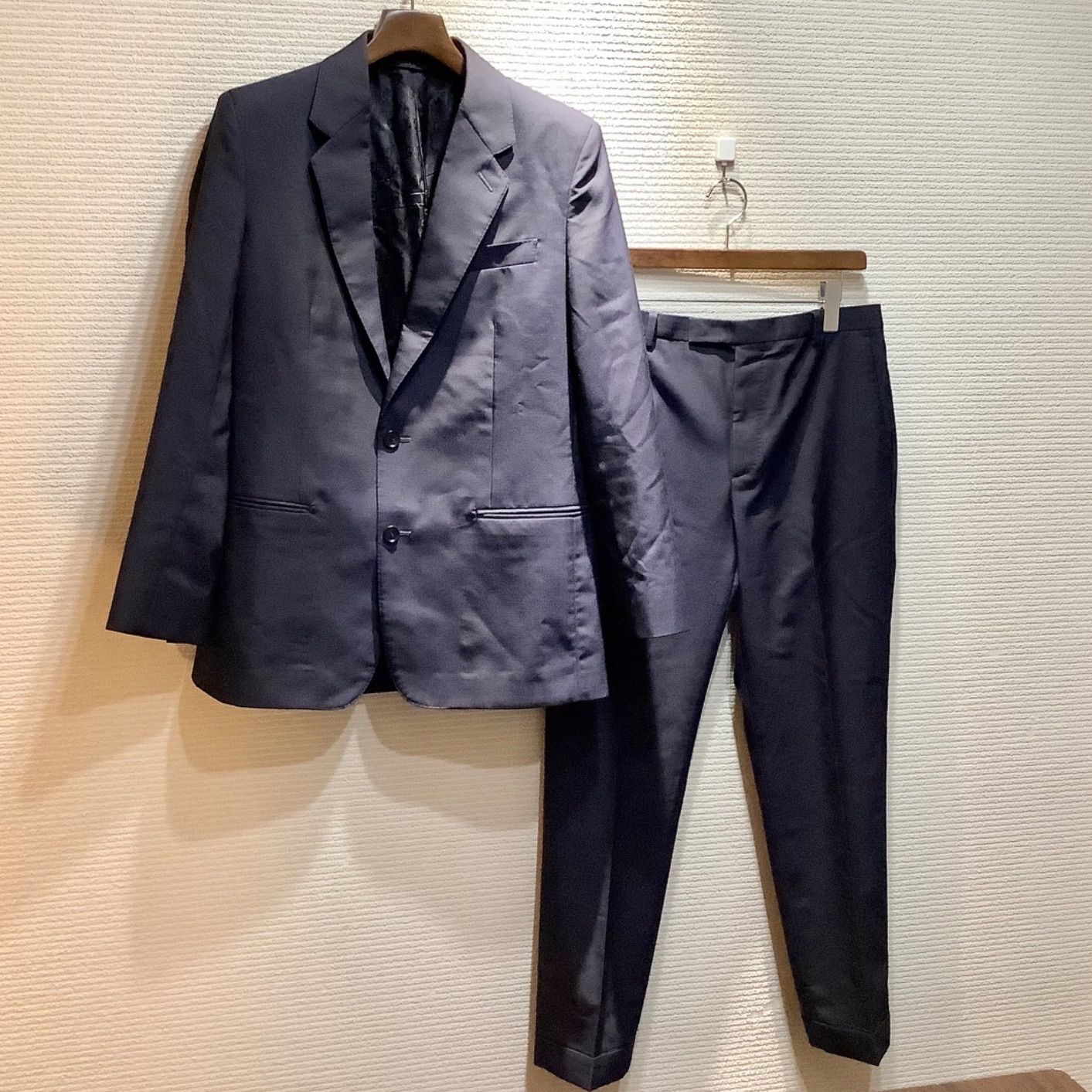グッチ GUCCI 25F ウール スーツ セットアップ テーラードジャケット スラックスパンツ 紺 ネイビー [46] 827026 メンズ I643/T1350