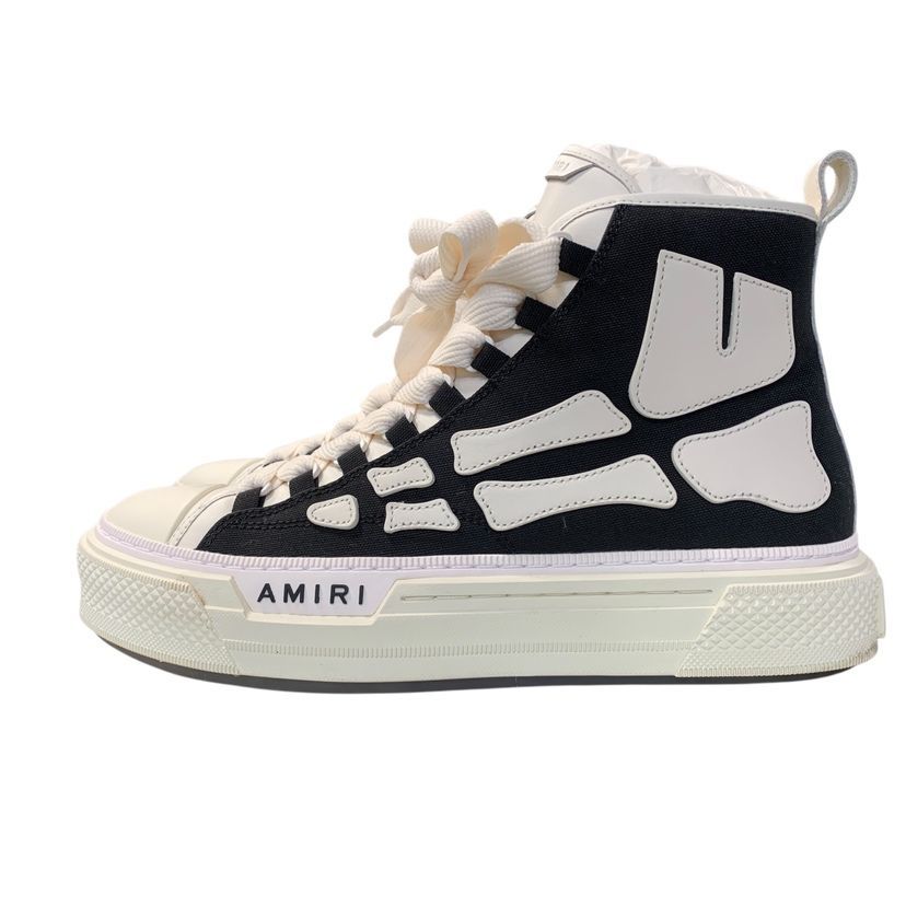 ♪4440 AMIRI アミリ 26SS SRAMFOSR1149 SKEL COURT HI スケルカート ハイカット スニーカー ホワイト系 ブラック系 43 約27.5㎝ 中古 美品