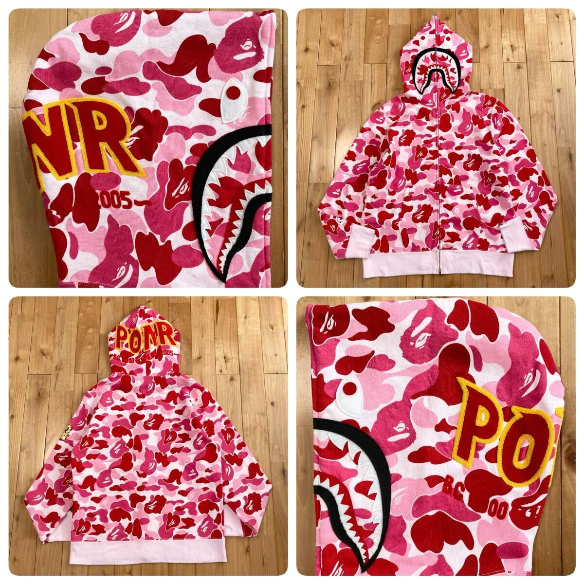 ABC CAMO Pink シャーク パーカー Mサイズ shark full zip hoodie a bathing ape BAPE エイプ ベイプ アベイシングエイプ ABCカモ yi9302