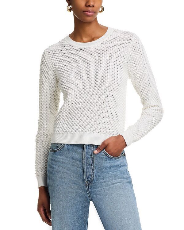 アクア レディース アウター ニット・セーター AQUA Long Sleeve Popcorn Stitch Sweater Exclusive White ホワイト