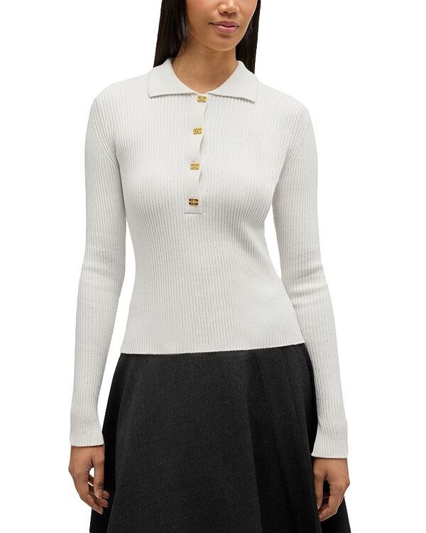 ガニー レディース トップス ポロシャツ スパンコール GANNI Sequin Polo Shirt Egret