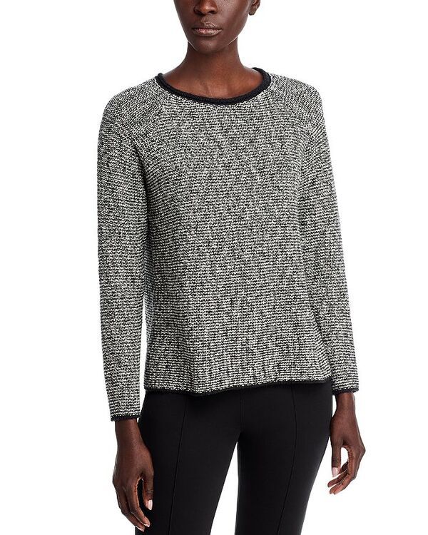 エイリーンフィッシャー レディース アウター ニット・セーター Eileen Fisher Jewel Neck Sweater BlackWhite ホワイト