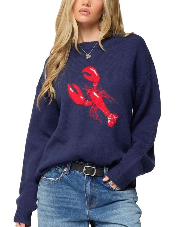 アディクテッド レディース アウター ニット・セーター Ediktedont Be Shellfish Knit Sweater Navy ネイビー