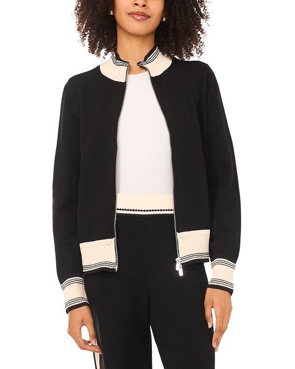 ヴィンスカムート レディース アウター ジャケット・ブルゾン コントラスト VINCE CAMUTO Contrastrim Track Jacket Rich Black ブラック