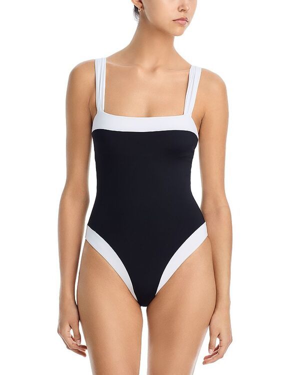 アクア レディース 水着 上下セット カラーブロック AQUA Swim Colorblocked One Piece Swimsuit Exclusive WhiteBlack ホワイト